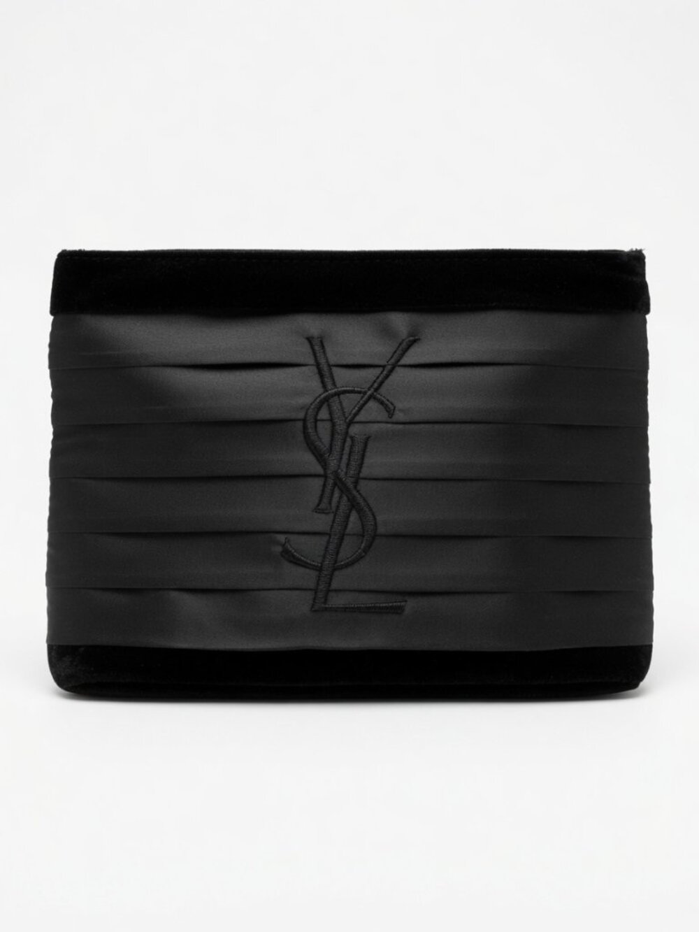 Yves Saint Laurent YSL Parfums Black Velvet Satin Ribbon Makeup Bag GWP Cosmetic